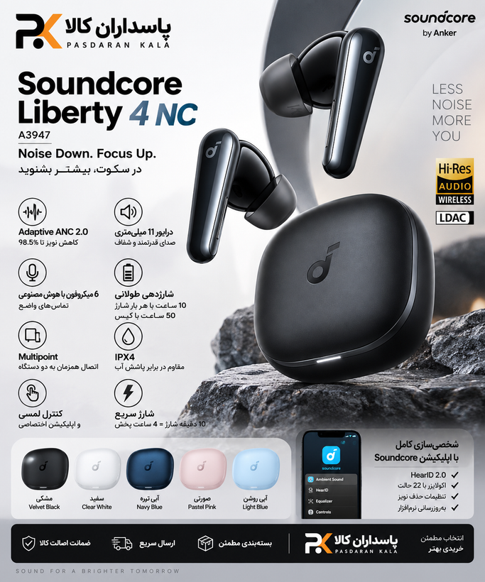 هندزفری بلوتوثی انکر مدل Soundcore Liberty 4 NC A3947